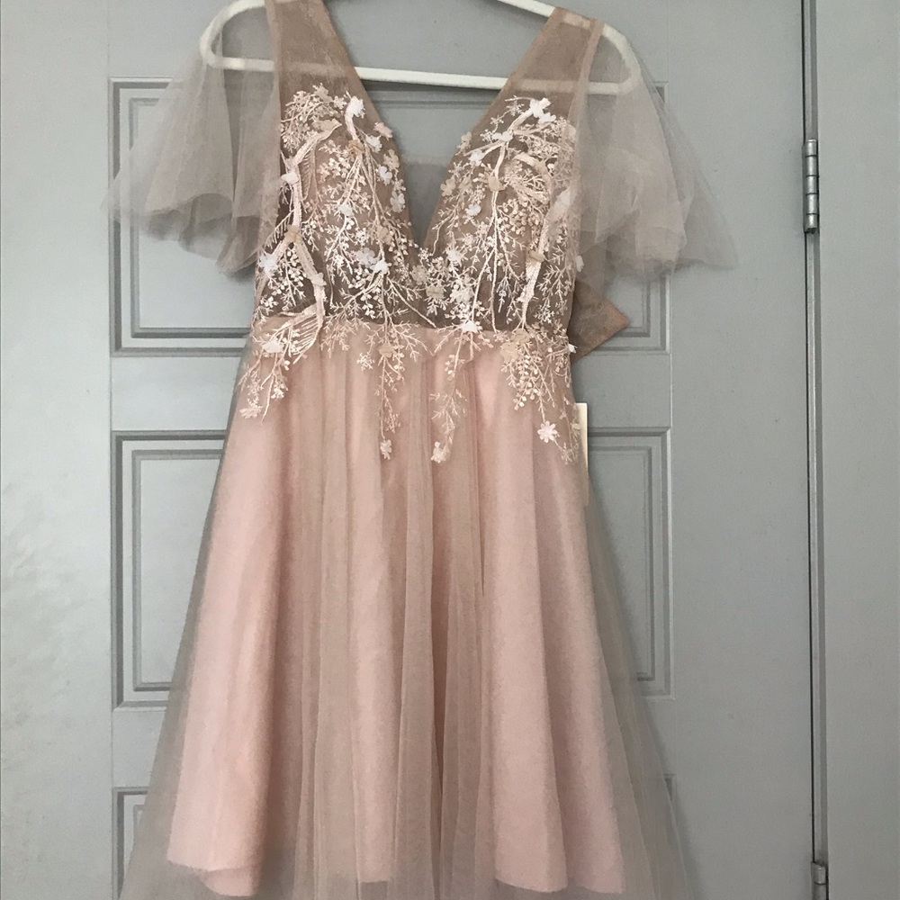 Pink Floral Homecoming Dress